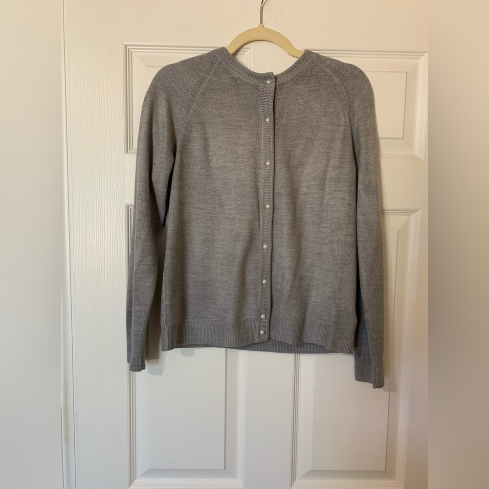 Mercer Street Studio Gray Button-Front Crewneck Cardigan